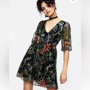 Disturbia Wildflower Embroidered Mesh Mini Dress